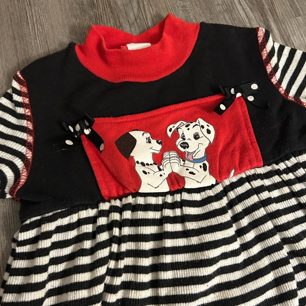 101 Dalmations vintage Striped Black and White Dress 3T - Picture 2 of 5